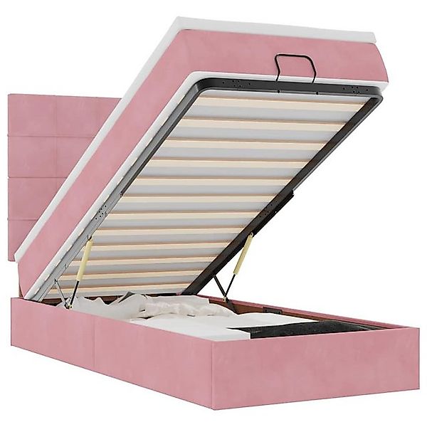 vidaXL Bett Ottoman-Bett mit Matratzen & LEDs Rosa 90x190 cm Samt günstig online kaufen