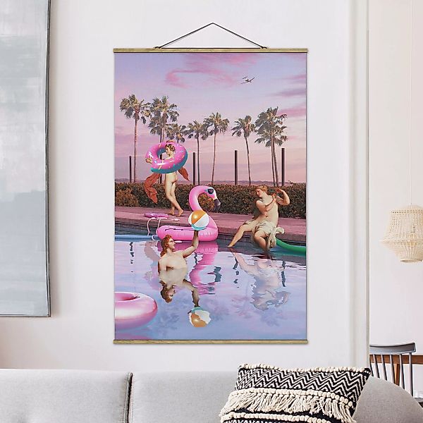 Stoffbild Portrait mit Posterleisten - Hochformat Pool Party günstig online kaufen