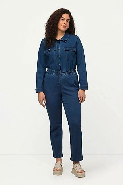 Ulla Popken Regular-fit-Jeans Jeans-Boilersuit Jeans-Overall Hemdkragen Lan günstig online kaufen