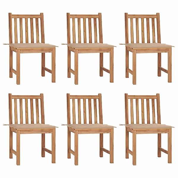 Gartenstühle 6 Stk. Mit Kissen Massivholz Teak günstig online kaufen