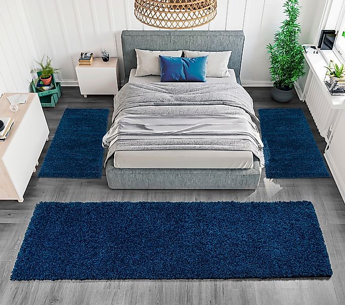 Bruno Banani Bettumrandung »Shaggy Soft«, (3 tlg.), gewebt, Uni-Farben, bes günstig online kaufen