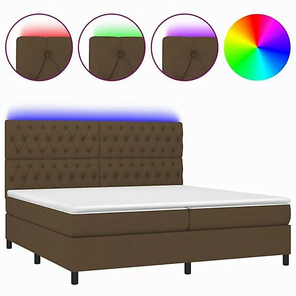 vidaXL Boxspringbett, Boxspringbett mit Matratze & LED Dunkelbraun 200x200 günstig online kaufen