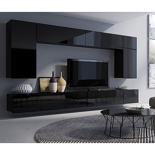 Lomadox Wohnwand CAIRNS-132, (6-St), in schwarz günstig online kaufen