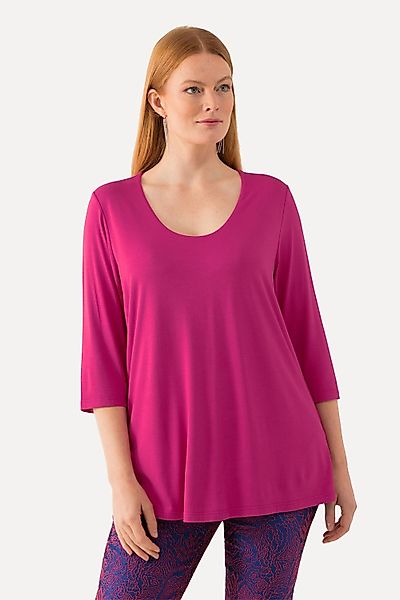 Ulla Popken T-Shirt Shirt tiefer Rundhalsausschnitt günstig online kaufen