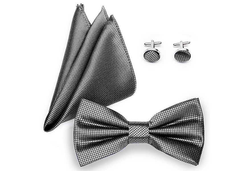 Ladeheid Fliege Einstecktuch Set Herren inkl. Manschettenknöpfe SETBHC 12cm günstig online kaufen