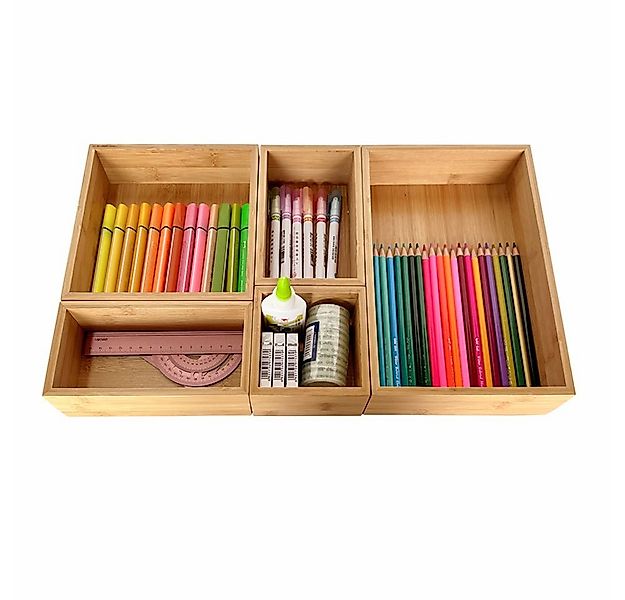 WAOHO Schubladeneinsatz Schubladen Organizer aus Bambus, 5-teiliger aufbewa günstig online kaufen