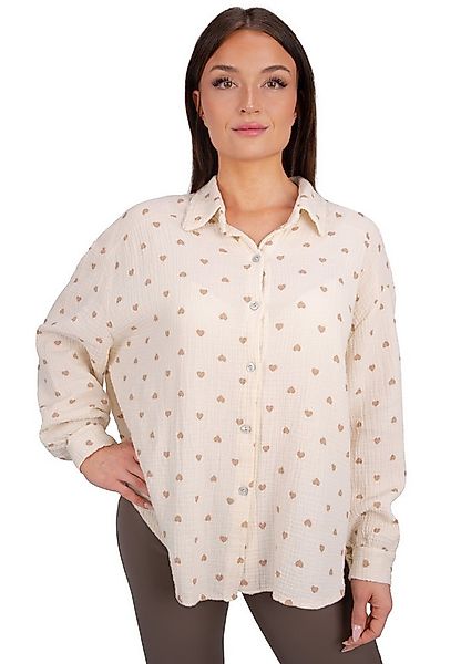 Seasons of April Hemdbluse LIYA MUSSELIN HERZ OVERSIZED Damen Musselin Blus günstig online kaufen