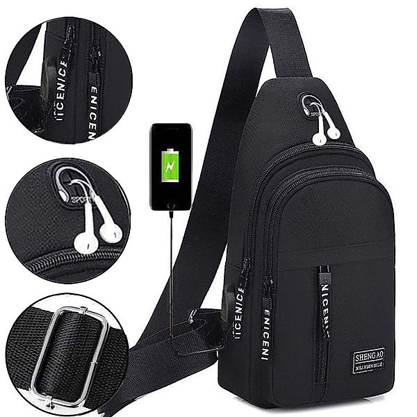 ZEUOPQ Umhängetasche Herren-Schulter-Brusttasche mit USB-Ladung (1-tlg., günstig online kaufen