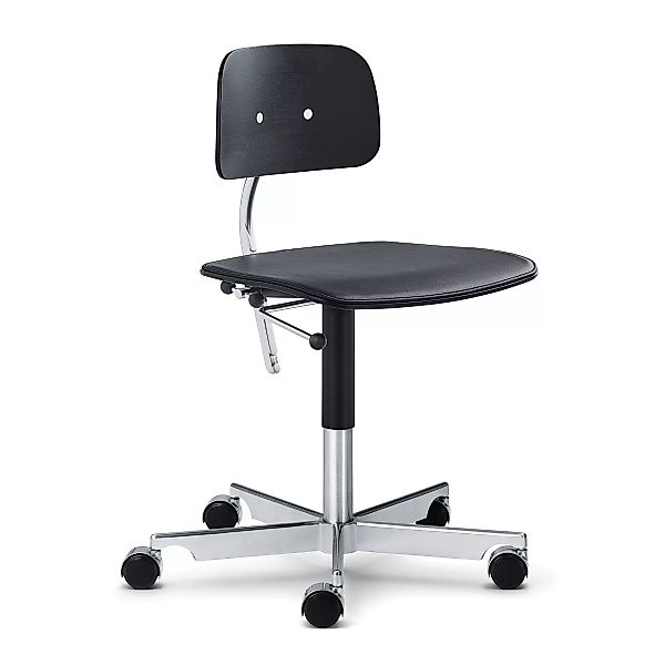 Engelbrechts - Kevi 2533 Bürostuhl mit Ledersitz - schwarz gebeizt/Sitz Led günstig online kaufen