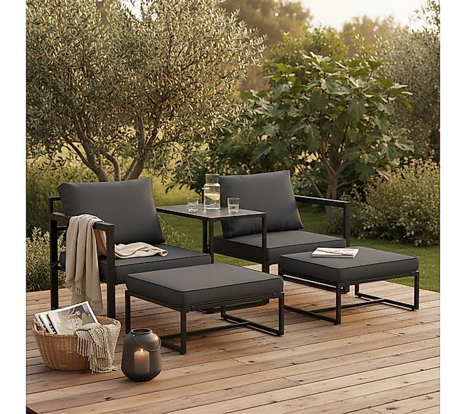 STEELSØN Sitzgruppe Asteri 5-teilig mit Sesseln & Tisch, (schwarz/anthrazit günstig online kaufen