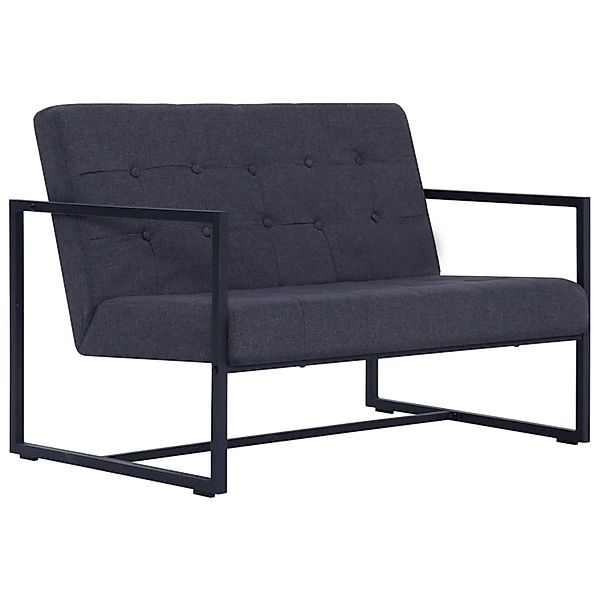 vidaXL 2-Sitzer-Sofa mit Armlehnen Dunkelgrau Stahl und Stoff günstig online kaufen