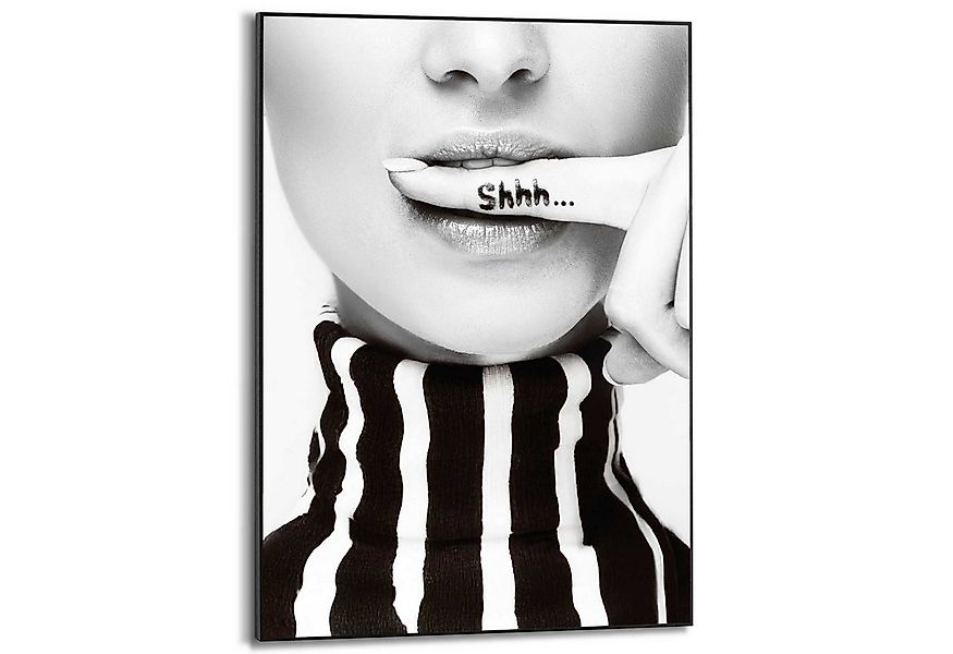 Reinders! Poster Ssshhh!, Home Office - Frau - Stille - Schwarz-Weiß - MDF günstig online kaufen