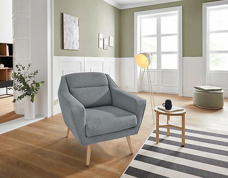 OTTO home Sessel "Bille" mit Naht im Rückenkissen und Eiche-Beinen, Design günstig online kaufen