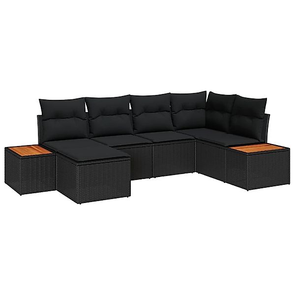 vidaXL Gartensofa-set mit Kissen 6-Tlg Schwarz Poly-Rattan 3356788 günstig online kaufen