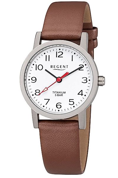 Regent Quarzuhr Titan Lederband Braun Ø 27 mm günstig online kaufen