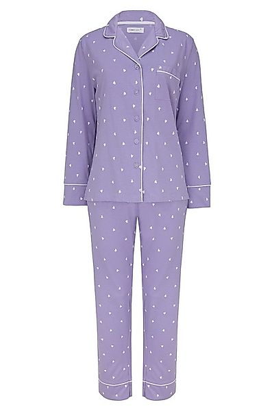 SNOOZE OFF Pyjama Schlafanzug in zartem flieder mit weißen Herzen (2 tlg., günstig online kaufen