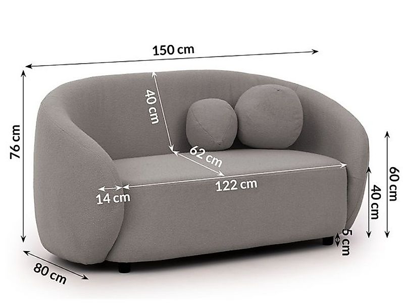 S-Style Möbel 2-Sitzer Roundi Bouclé, Luxus & Moderne Kollektion günstig online kaufen