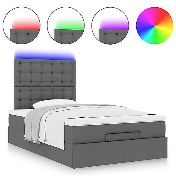 vidaXL Bett Ottoman-Bett mit Matratze & LEDs Dunkelgrau 120x190 cm Stoff günstig online kaufen