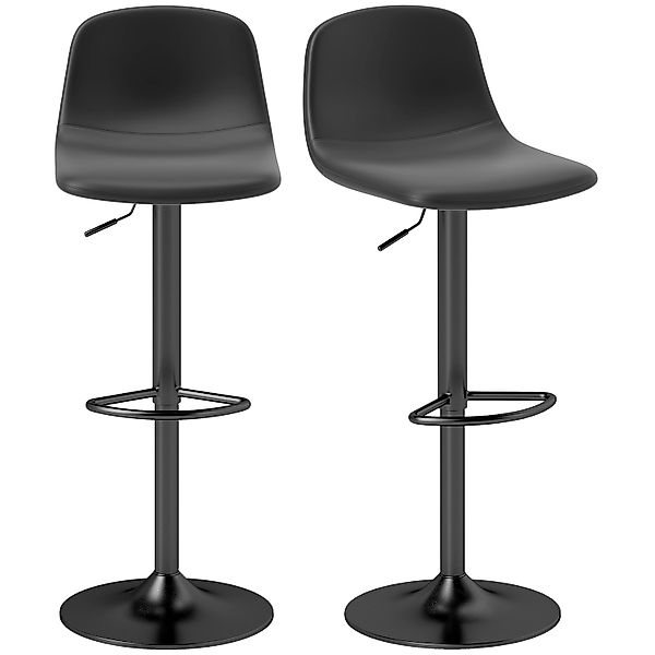 HOMCOM Barhocker 2er Set Höhenverstellbar Kunstleder Schwarz günstig online kaufen