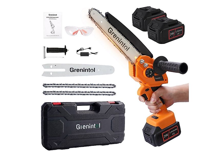 Grenintol Akku-Kettensäge 8 Zoll Mini Kettensäge mit 24V-Akku 1000W Handket günstig online kaufen