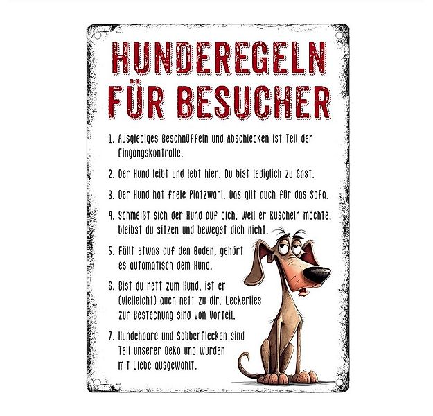 Cadouri Metallschild Hundeschild 'Hunderegeln für Besucher' Dekoschild mit günstig online kaufen