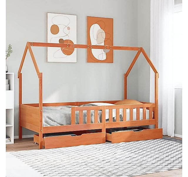 vidaXL Bett, Kinderbett mit Schubladen 80x200 cm Massivholz Kiefer günstig online kaufen