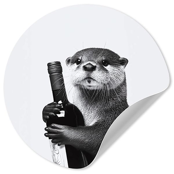 MuchoWow Wandsticker Weinflasche - Otter - günstig online kaufen