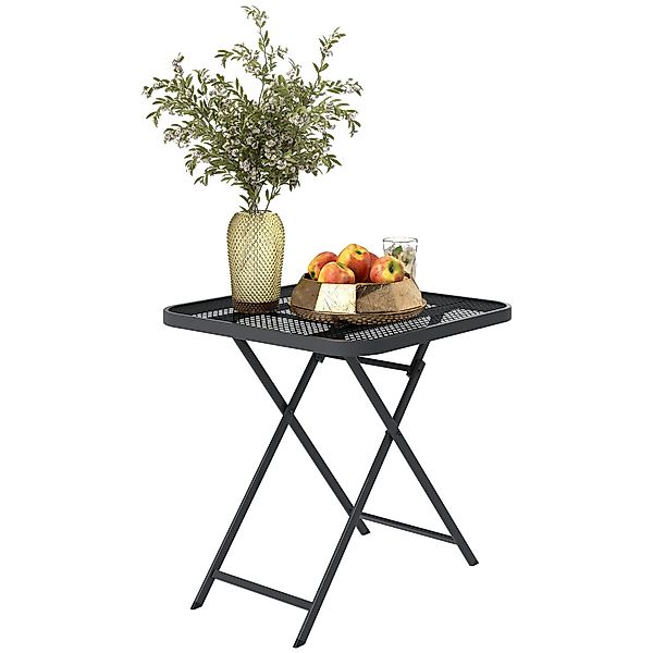 Outsunny Gartentisch mit Ausschnitt-Design (Stahl Klapptisch, günstig online kaufen