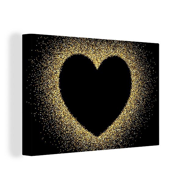 OneMillionCanvasses® Leinwandbild Goldenes Herz auf schwarzem günstig online kaufen