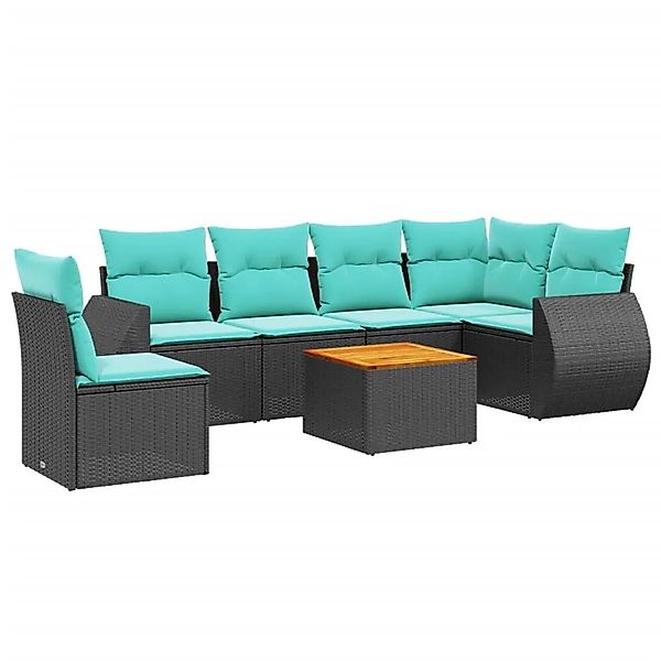vidaXL 7-Tlg Gartensofa-Set mit Kissen Schwarz Polyrattan 3225028 günstig online kaufen