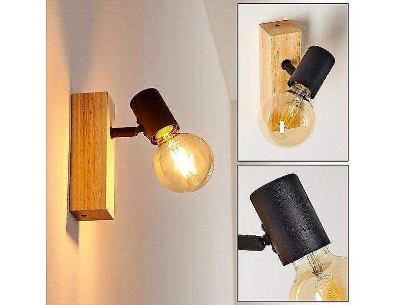 hofstein Wandleuchte Vintage Decken Lampen Flur Strahler schwarz/Holz Wohn günstig online kaufen