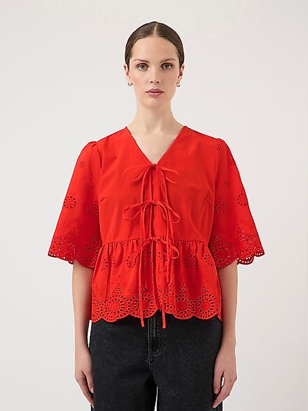 Y.A.S Spitzenbluse "YASCORNELIA 2/4 TIE TOP S. NOOS" Baumwolle, regular fit günstig online kaufen