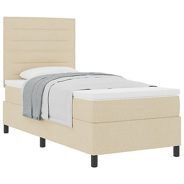 vidaXL Bett Boxspringbett mit Matratze Creme 100x200 cm Stoff (1-tlg) günstig online kaufen