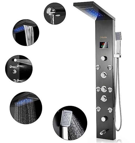 oyajia Duschsystem Modernes Duschpaneel Höhe 136 cm 5 Strahlart mit Massage günstig online kaufen