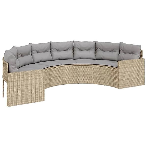 vidaXL Gartensofa mit Kissen Halbrund Beige Poly-Rattan 3318515 günstig online kaufen