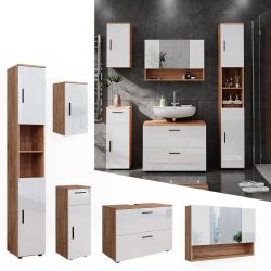 Vicco Badmöbel-Set Irma, Eiche/Weiß Hochglanz, 5 günstig online kaufen