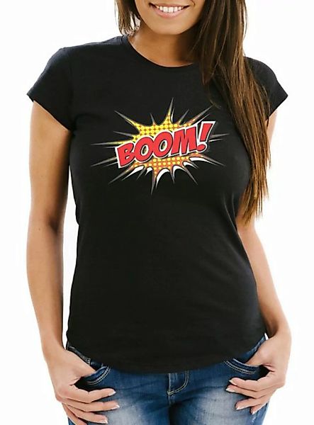 Print-Shirt Damen T-Shirt Comic Boom Slim Fit Moonworks® mit Print günstig online kaufen