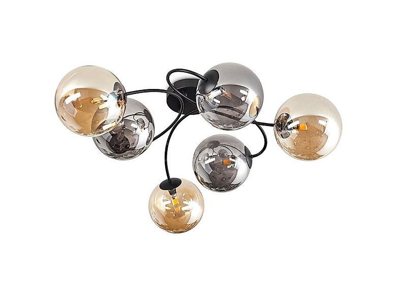 hofstein Deckenleuchte Deckenlampe aus Metall/Glas in Schwarz/Rauchfarben/B günstig online kaufen