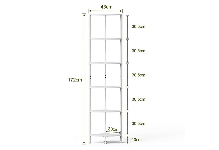 JEOBEST Eckregal 6-stöckiges Bücherregal, Standregal, Leiterregal, Aufbewah günstig online kaufen