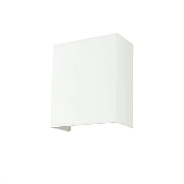Licht-Erlebnisse Wandleuchte Weiß Stoff Metall E27 Up Down 24 cm Hoch Eckig günstig online kaufen