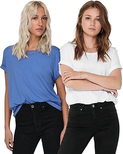 ONLY T-Shirt Stilvolles Basic Shirt mit Rundhalsausschnitt (2er-Pack) in Un günstig online kaufen