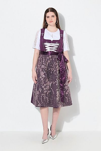 Ulla Popken Dirndl Dirndl Stickerei Schnürung Carré-Ausschnitt günstig online kaufen