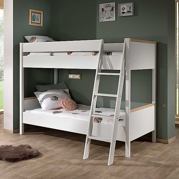 Weißes Etagenbett aus Kiefer Massivholz Skandi Design günstig online kaufen