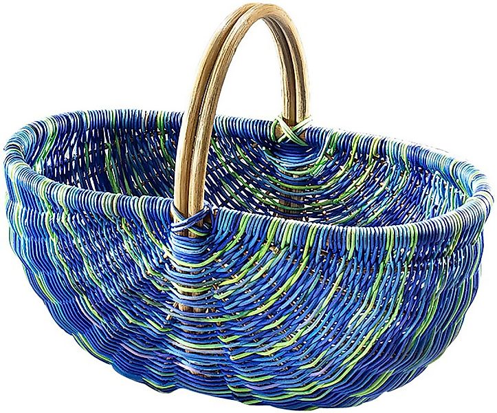 Kobolo Einkaufskorb Rattankorb in multicolor blau - 50x35x23 cm, 32 l günstig online kaufen
