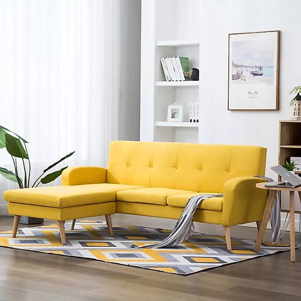 Sofa In L-form Stoffbezug 186 X 136 X 79 Cm Gelb günstig online kaufen