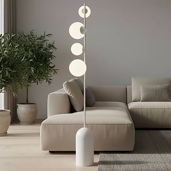 Stehleuchte Etno LP4, weiß, Glas/Stahl, Höhe 140 cm, G9 günstig online kaufen