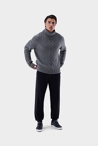 Rollkragenpullover mit Kaschmir und Zopfmuster günstig online kaufen