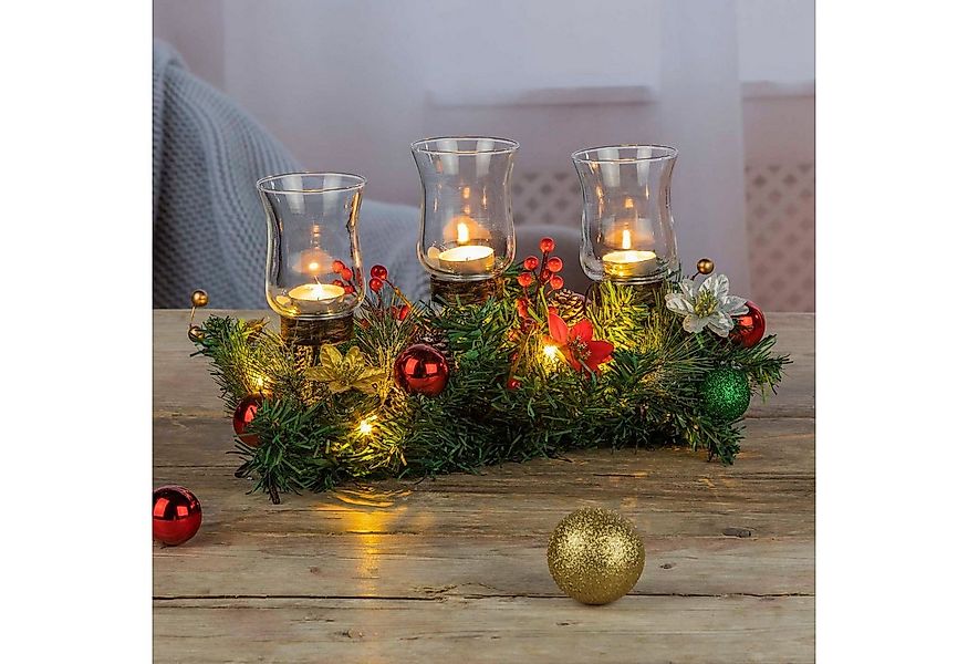 HI Kerzenhalter Kerzenhalter mit 6 warm weißen LEDs ca. 46 x 23 x 20,5cm (1 günstig online kaufen