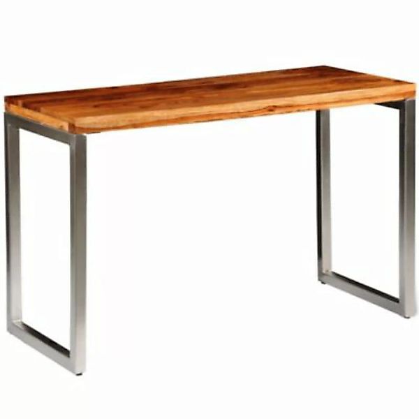 vidaXL Esstisch Schreibtisch Massivholz mit Stahlbeinen Esstisch und Stühle günstig online kaufen