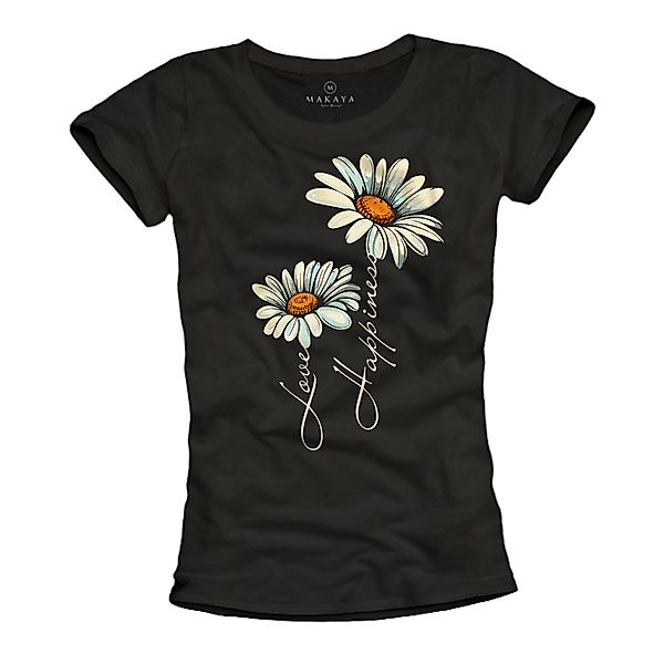 MAKAYA Print-Shirt Blumen Motiv Damen Gänseblümchen günstig online kaufen